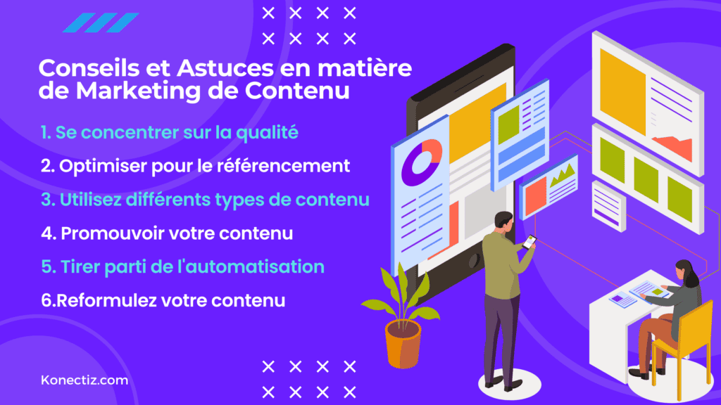 Conseils et astuces en matière de marketing de contenu - Konectiz
