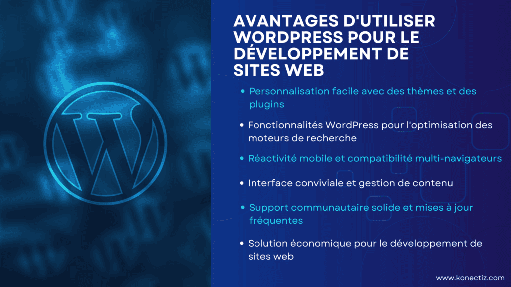 Avantages d'utiliser WordPress pour le développement de sites web - Konectiz